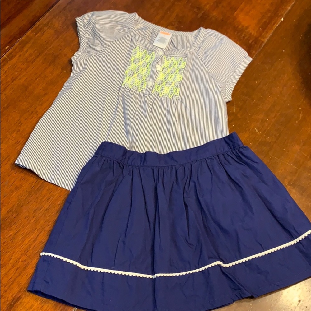 Gymboree Girls Navy Skirt/Smocked Top Size 4T/4